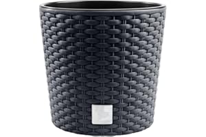 MAGUBO Blumentopf, in Rattan-Optik,Rund Blumentopf, pflanzkübel, Ink. Einsatz, Vielseitiger, übertöpfe, Blumenübertopf, übertopf, Verfügbar in 4 Größen und 4 Farben - Stilvolles Design (Anthrazit, ø 40 cm)