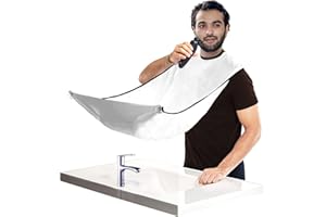 AEESRRU Lätzchen für die Bartrasur, Bartschürze für Herren, Mit Saugnäpfen, Bart Schürze für Bartgestaltung, Bartschürze für Ehemann, Vatertag, Freund (Weiß)