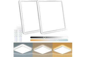 Wholede 24W 3240LM Plafonnier LED, Luminaire Plafonnier Dimmable avec Télécommande, Éclairage de Plafond Carré, Lustre pour Salle de Bain Chambre Salon Cuisine Couloir Ø29cm