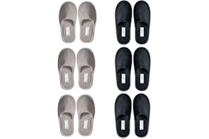 BeFavourite Set 6 Paia Ciabatte Ospiti Lavabili Lavatrice | 3 Tortora (fino al 40) + 3 Antracite (fino al 43) | pantofole per ospiti Antiscivolo, Suola 5mm, Unisex, Ideali per Casa, Hotel, B&B e Spa