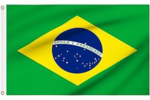 WOILTRYN Brazil Flag 5ft x 3ft, Large Brazilian National Flags with Brass Eyelets for Carnival Games Sports Football Events Party Outdoor Decorations