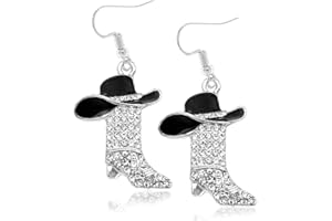 IMINI Cute Western Boots Cowgirl Cowboy Rhinestones Dangle Drop Earrings for Women Girls Dainty Boho Enamel Hat Boot Hypoallergenic Lightweight Dangling Fashion Y2K Jewelry Gift Party Christmas