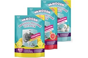 Vamoosh 6-in-1 Washing Machine Cleaner (3 Sachets: 1 x Pink Grapefruit, 1 x Cotton Fresh, 1 x Sparkling Lemon). Dissolves Hair, Eliminates Bad Odours, Removes Limescale, 3 Deep Cleans, Antibacterial