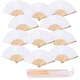 IZoeL 60 Pcs Éventails Mariage Blancs Pliants Bois Et Papier - Cadeaux Invités Mariage, Baptême, Fête D'Été Pratiques Et Élégants