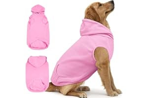 IECOii Dog Sweatshirt for Large Dogs,Hooded Fleece Dog Vest with Leash Hole,XXXL Pet Jumper Large Size Doggy Winter Clothes,Large Breed Dogs Sweatshirt Pet Hoodies,Labrador,Golden Retriever,Pink,3XL