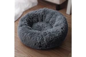 FISTAD Cama para Perros Cama para Gatos, Redonda Suave Lavables Cama para Mascota con Parte Inferior Antideslizante y Cómodo Mullida Felpa Adecuado para Gatos y Perros Pequeños (40cm Gris Oscuro)