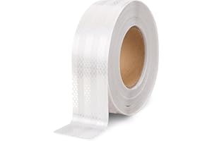 AKOLAFE Reflektorband Selbstklebend Weiß 25m x 5cm Reflektierendes Klebeband PVC Reflektor Aufkleber Wasserdicht Reflektorbänder Langlebig Aufkleber Reflektierendfür Fahrrad, Auto, Lastkraftwagen