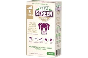 FLEA SCREEN combo Extra Large Dog (3 Pipettes): Flea Treatment for Dogs - Kills Fleas, Flea Eggs & Ticks - Provides 12 Weeks Flea and Tick Treatment for Extra Large Dogs (40-60kg).