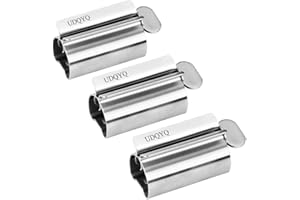 ‎UDQYQ UDQYQ Tubenquetscher Tubenpresse,3-er Pack Zahnpasta Squeezer Edelstahl Sparen Zahnpasta total Squeeze Out Leere Rohre, Edelstahl Zahnpasta Sitzhalter mit Standfunktion. (Gloss Finish Silver)