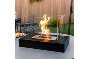 JHY DESIGN Pentola Per Braciere da Tavolo Rettangolare Con Vetro a Quattro Lati 35 cm L Bietanolo Camino Caminetto da Tavolo Portatile per Tavolo Salotto Eventi di Feste in Patio All'aperto