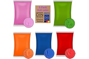 SOLNIT (mix 5_ 75gm) Holi-Gulal, polvere solubile in acqua, servizio fotografico naturale per festival, colori rangoli, polvere arcobaleno, set colorato, animali, baby shower, matrimoni, campi estivi