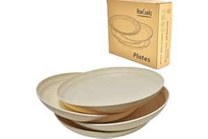 NowCooks Unbreakable Plates Set of 4, UK/EU Tested, Plastic Plate, Perfect for Parties, picnics, Camping and Caravans, Safe for Kids & Adults (Large, Clotted Cream)