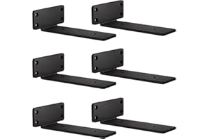Wenosda 6 Stück Regalhalterung Unsichtbar Schwerlastwinkel Schwarz Regalhalter L Schwebende Regalhalterungen 15cm Regalwinkel Schwarz Schwerlast Industrielle Retro Regalhalter （Tragkraft: 70kg/154lb）