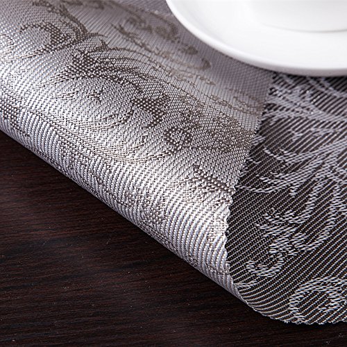 Tischsets (6er Set) – Soriace® Sets Tabellenplatzmatten Abendessen waschbare Kunststoff Vinyl platzsets / tischläufer, 45 * 30cm, Gray - 5