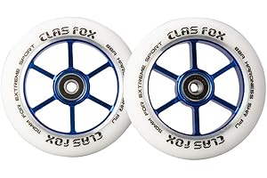 CLAS FOX 110mm One Pair Pro Stunt Scooter Wheels with ABEC-9 Bearings CNC Metal Core (2pcs) (Blue)