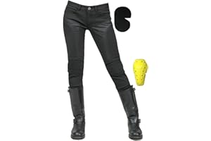 HOMDECR Jeans da Moto da Donna Pantaloni da Motociclista in Denim Impermeabili Protezione Impermeabile Pantaloni da Moto da Ciclismo Jeans da Motociclista Elasticizzati con 4 Protezioni