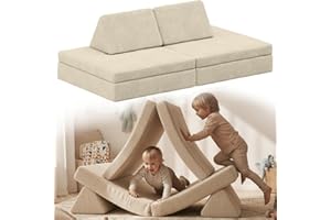 ‎BELLABINO Bellabino Nile Spielsofa für Kinder – Kindersofa Cord in Beige – Spielesofa aus Schaumstoff Bausteine – modulare Kindercouch ausklappbar – Spielcouch waschbarer Bezug – Sofa Kinderzimmer Kuschelecke