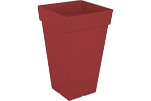 Artevasi Capri Pot High Square, Haut Pot carré en Plastique, 50cm, Couleur: Rouge foncé