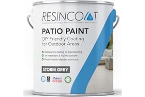 Resincoat Outdoor Patio Paint, UV & Weather Resistant, Easy to Apply Matte Finish Concrete Paint for Slabs & Flags, Storm Grey, 5KG