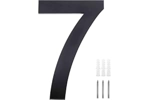Meision Hausnummer Anthrazit Edelstahl Hausnummer RAL 7016 Feinstruktur Pulverbeschichtet aus Massivem Schrift Arial Mit Schrauben Höhe 20cm - Ziffer 7