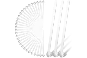 Prasacco 32 Pièces Cuillère à Café, Mini Cuillère en Plastique Cuillère à Mesurer 150 mg Micro Cuillère à Mesurer Bocal Micro Cuillère pour Poudre de Parfum Cosmétique (Blanc)
