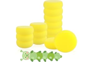 JEFFDAD 12 Stück Malschwamm, Runde Schwamm Set für Handwerk Hobbys Schwammpinsel Kinder Schwämmchen Schule Synthetischer Kunst Schwamm für Farbe Ton Keramik Haushalt Töpfer Werkzeug(Gelb)