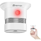 Heiman Mini Photoelectric Smoke Detector, 10 Year Replaceable Battery, CE/DBI/UKCA Certifications, Reddot Award, Independent