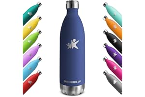 KollyKolla Botella Termica 1 litro, Botella Agua Acero Inoxidable, Termo Sin BPA, Cantimplora Termica Reutilizable, Mantener Bebida 12H Caliente/24 Frío, para Niños, Adultos, Deporte, Escuela, Oficina