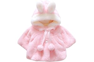 REDIFY CHIC-CHIC Newborn Infant Baby Girl Faux Fur Warm Winter Hooded Cape Cloak Hoodie Coat (0-6 months, Pink)