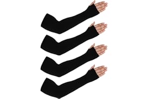 Yolev 2 Paar Eisseide Ärmel Sonnenschutz Ärmelschoner Schwarz UV Armschutz Ärmlinge Armsleeve Armstulpen Sommer mit Daumenlöchern Kühlung Armlinge für Damen Herren Fußball Basketball Golf