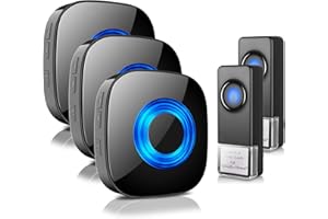 PHYSEN Campanello Senza Fili da Esterno Impermeabile IP55, Portata 400M, 5 Livelli Volume 58 Melodie, con Indicatore LED, Kit Campanello Wireless Per Porta Con 3 Ricevitore Plug-In + 2 Trasmettitore