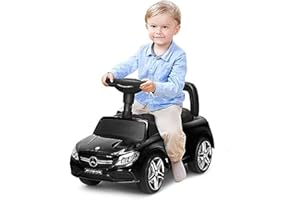 GOPLUS Coche de Juguete 2 en 1 con Música, Luces y Claxon, Coche de Juguete para Niños de 1 a 3 Años (Negro)