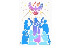 FINGERINSPIRE Pentecoste Santo Spirito Stencil 29.7x21cm Scava Fuori Il Padre Religioso Uomo Donna Stencil Riutilizzabile Piccione Fuoco Stencil Modello per Dipingere su Album Fotografico, Carta