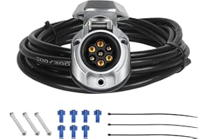 Qiping Prise remorque 7 Broches,12V Faisceau électrique,Câble 2m Précâblé Adaptateur Fiche Attelage 7 Broches,Convient aux remorques,camions,Camping-Cars