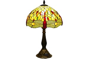 Kinbolas 12-calowa lampa stołowa DragonflySeries Zabrane szklane lampa w stylu Tiffany w stylu Bezkulwa