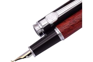 LANXIVI Pluma estilográfica Jinhao Nature Rose Wood, punta doblada (tamaño fino a ancho), pluma Fude para caligrafía, dibujo artístico y escritura a mano