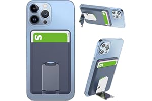 Miimall MagSafe Wallet Cartera Compatible con iPhone 12/13/14 Plus/Pro/Pro MAX, Tarjetero de Silicona para Móvil [Soporte Plegable], Billetera Magsafe para iPhone 12/13/14 Series-Azul