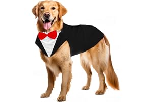 Killerwhale Dog Tuxedo Suit & Bandana Set, Elegant Formal Pet Wear for Weddings, Parties & Special Events, Adjustable, Comfortable Fit for Golden Retrievers, Labradors & All Breeds (Black, XL)