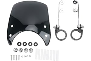 Parabrezza per Moto Aramox, Cupolino per Parabrezza Universale per Motocicletta Regolabile a 180° per Forcella Anteriore da 1,5-1,6 Pollici(Nero)