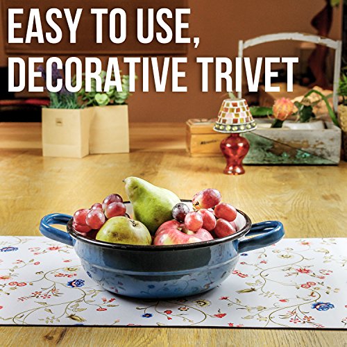 trivetrunner: Untersetzer und Tischläufer – Deko Küche Tisch Décor schützt Arbeitsplatten und Oberflächen vor heißen Teller, Töpfe und Geschirr – rutschsicher, Floral Design - 2