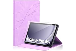 Ysjisy Cover per Samsung Galaxy Tab A9 Plus 11 Pollici 2023, Viola PU Pelle Portafoglio Libretto Flip Protettiva Custodia con 1 Pezzo Vetro Temperato Pellicola Protettiva per Samsung Galaxy Tab A9+