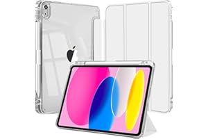 EspZanthic Custodia per iPad (A16) 11a/10a Generazione (2025/2022) con Portapenne e Morbido TPU Bumper, Posteriore Chiaro Trasparente Supporto per Tablet Cover Antiurto, Argento