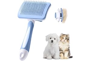 Vinabo Spazzola per Cani e Gatti,Autopulente per Peli Cani di Piccola Taglia,Spazzola per Gatti,Spazzola per Animali Domestici, per Cani Gatti Rimuovere il Tomentosio Sottopelo - Blu