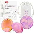 EACHPT Menstrual Cups, Pack of 2 Reusable Menstrual Disc Soft Grade Silicone Menstrual Cup - Comfortable, Leak-Proof Period Protection,Small Large Sizes,Tampon, Pad, Cup Alternative