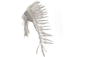 Pink Pineapple Tocado Hecho a Mano Inspirado en los Nativos Americanos: Equipo de Plumas Genuino de Adultos - Longitud Mediana - Blanco