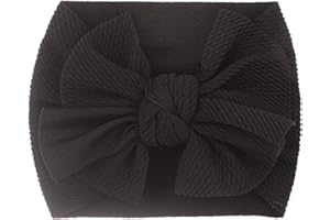 TinaDeer 0-2 Jahre Baby Neugeborene Mädchen Stirnband mit Schleife Stirnbänder Stretch Haarband Taufe Headwear Kopfband Haarbänder Kopftuch für Kinder Kleinkinder Säuglinge (Schwarz)