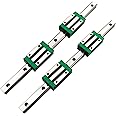 GooEquip Linear Rail 300mm HGR20 Linear Slide Rail Set 2X HGR20-300mm Linear Slide Rail + 4X HGH20CA Bearing Block Linear Guideway Rail for Automated Machines and Equipments