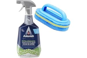 GENERIC Astonish Specialist Extra Strength Mould & Mildew Stain Blaster Spray for Fast Mould Removal and prevention 750ml. Paired with large scrubbing sponge with handle. For walls, bath, shower, grout, tiles