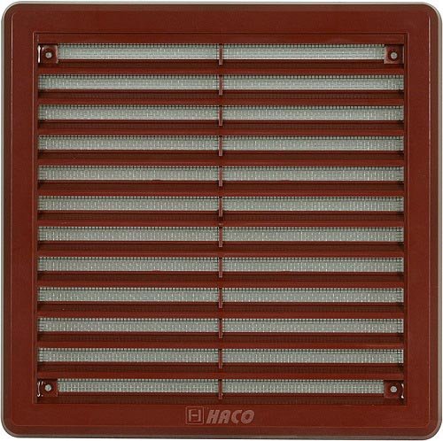 Lüftungsgitter Garage ASA Kunststoff braun 200 x 200 mm Tür Bad WC in vielen Größen Zuluft Abluft Gitter mit Insektennetz weiß braun Küche Lüfter Insektenschutz