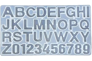 Fleymu Stampo Silicone con Numeri Lettere Stampi Gioielli Fatti Mano Strumento Caramella Cottura al Forno Muffa Gel di silice Creativi Muffa per Portachiavi Numero Civico Ciondoli Cioccolato Zucchero